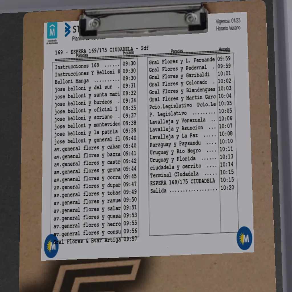 Planilla de horarios OMUY