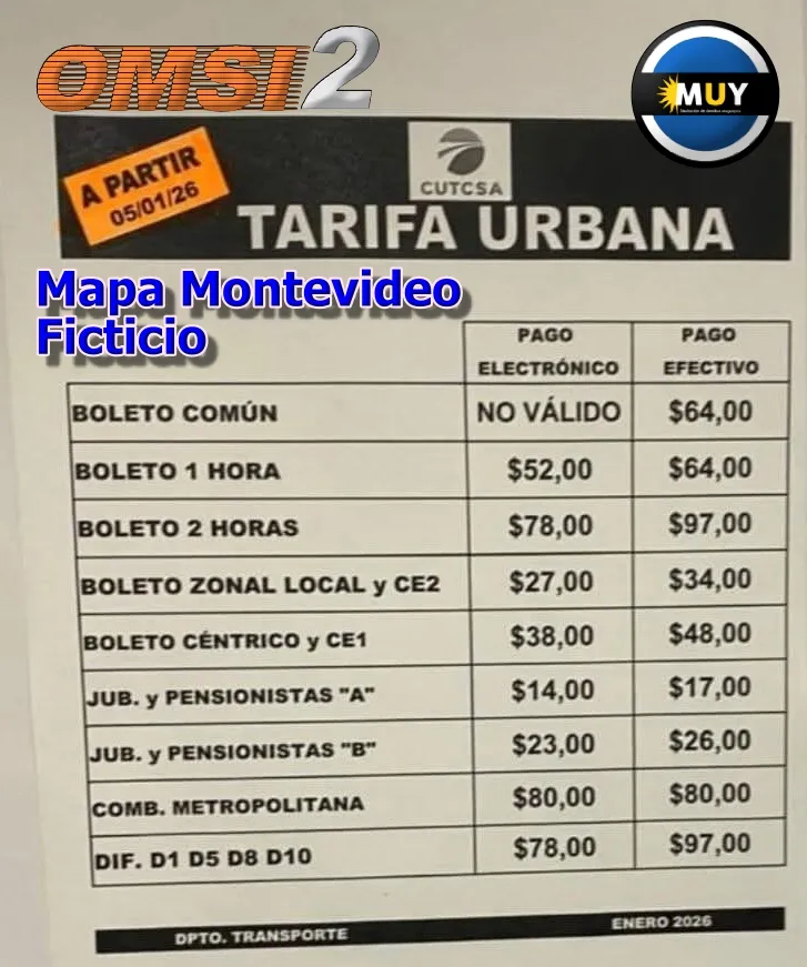 Tarifa Enero 2026 - Mapa Montevideo Fictcio (v5-Final)